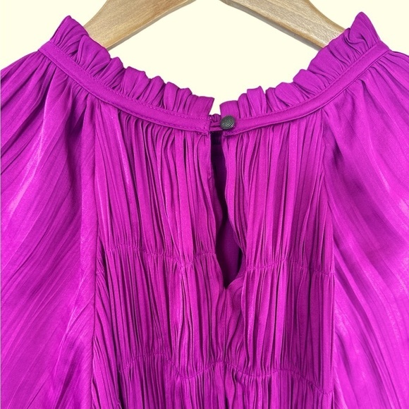 Anthropologie Maeve Tasha Satin Smocked Ruffle Dress - Picture 10 of 13